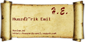 Huszárik Emil névjegykártya